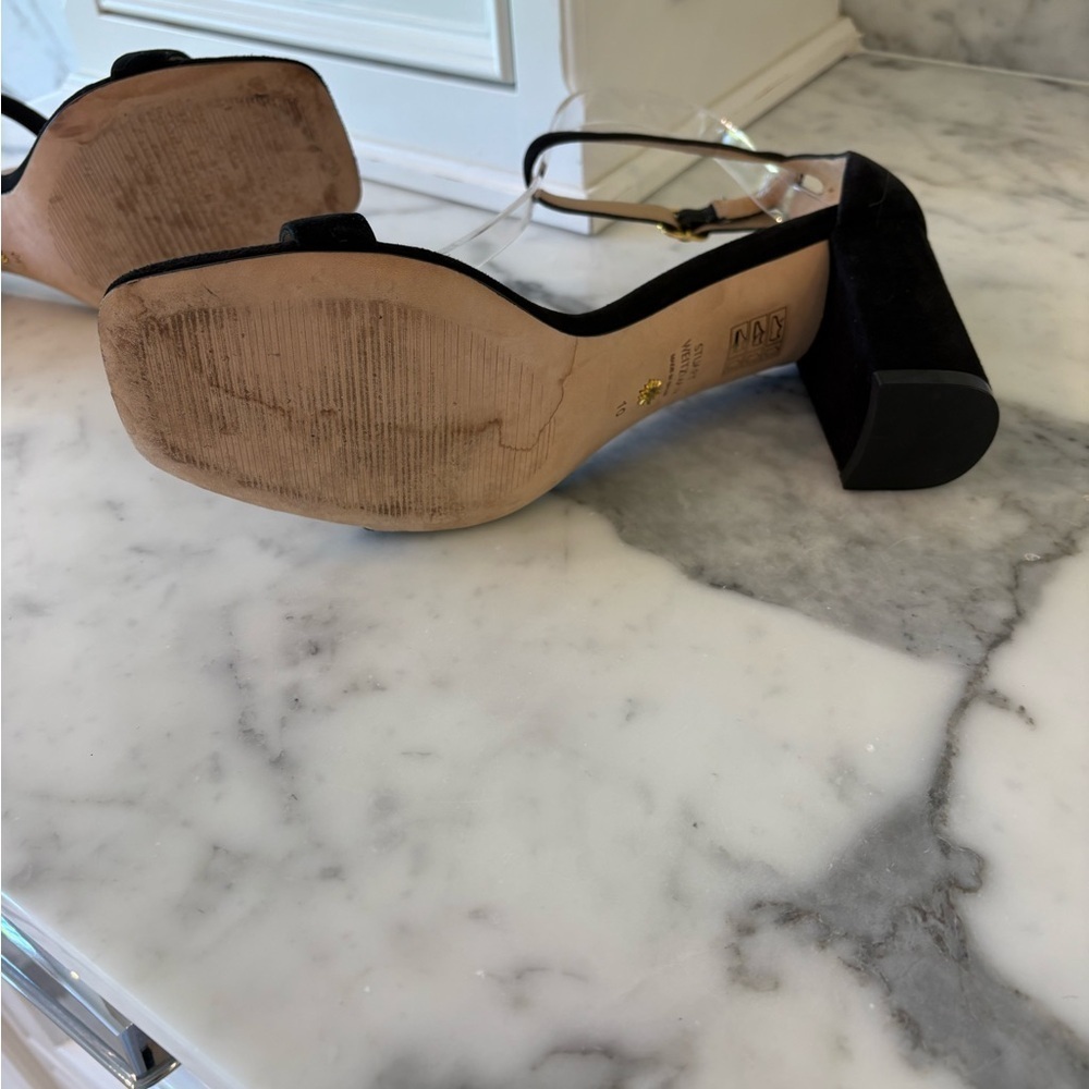 Stuart Weitzman Black Heels Ankle-Strap Sandals - Picture 4 of 12